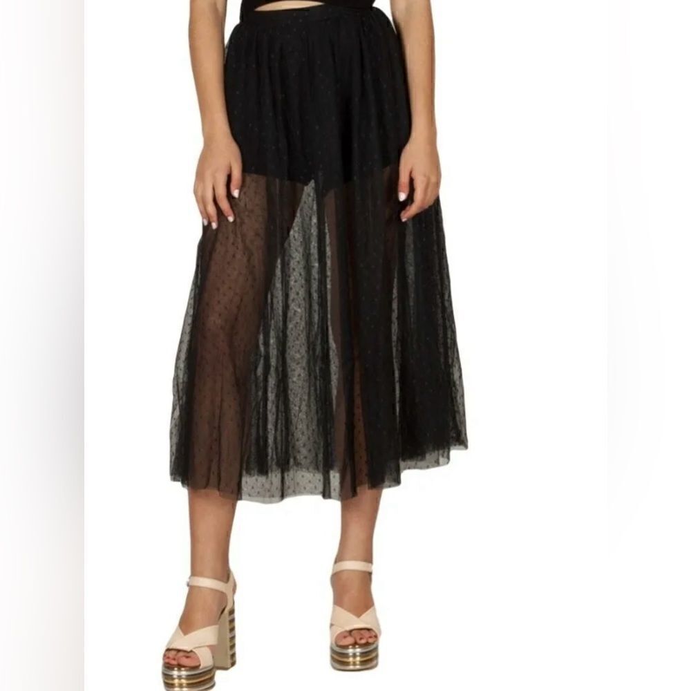 MINKPINK Black Polka Dot Tulle Skirt Small‎